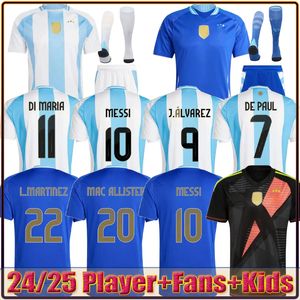 Jerseys de football Argentine 3 étoiles Messis 24 25 Fans Joueur Version Mac Allister Dybala Di Maria Martinez de Paul Maradona Child Kids Kit Men Women Football Shirt
