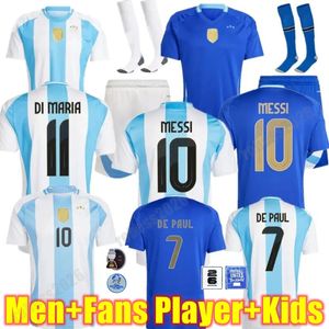 Jerseys de football Argentine 3 étoiles Messis 24 25 Fans Player Version Mac Allister Dybala Di Maria Martinez de Paul Maradona Kit Enfant Enfants Hommes Femmes Chemise de football