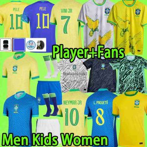 Voetbalshirts Braziliës voetbalshirts Pele Ronaldo Ronaldinho 2024 Men Kids Kit Women Brasil Boys Uniform Vini Jr Rodrygo Player Version Doelman 20 21 22 23 24 25 F