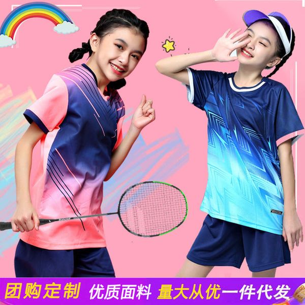 Jerseys de fútbol tenis de mesa para niños, bádminton, camiseta de fútbol, competencia deportiva, traje de entrenamiento de manga corta, traje de tenis establecido para niños y niñas