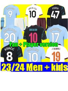 Voetbalshirts HAALAND 2023 2024 DE BRUYNE PHILLIPS MANS CITIES GREALISH FERRAN MAHREZ FODEN BERNARDO RODRIGO VoetbalVoetbalshirt Heren Kindertenue Sets Uniformen