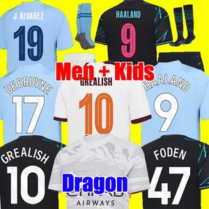 Jerseys de fútbol HAALAND 23 24 DE BRUYNE PHILLIPS MANS CIUDADES GREALISH FERRAN MAHREZ FODEN BERNARDO JOAO CANCELO Z RODRIGO Camiseta de fútbol Hombres Niños Kit Conjuntos