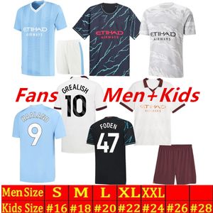 Jerseys de football HAALAND 23/24 DE BRUYNE PHILLIPS MANS CITIES GREALISH FERRAN MAHREZ FODEN BERNARDO JOAO CANCELO Z RODRIGO Chemise de football de haute qualité Hommes Kit Ensembles