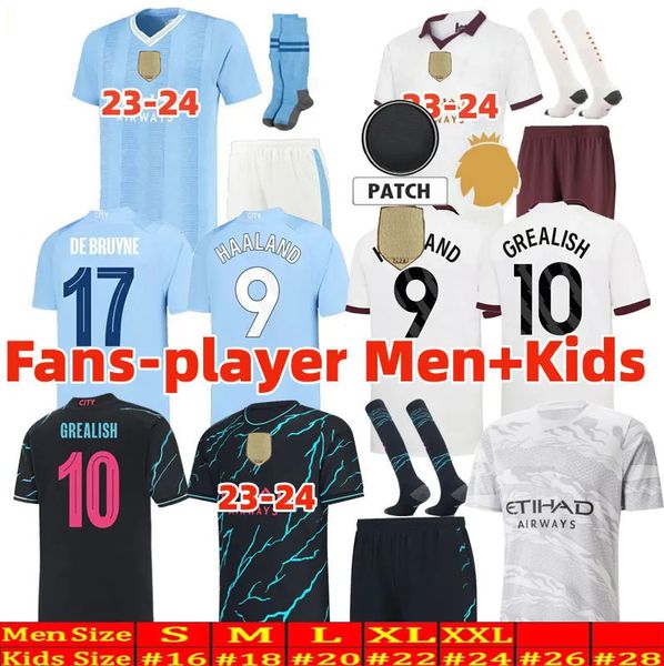 Soccer Jerseys Haaland 23 24 de Bruyne Phillips Mans Cities Grealish Ferran Mahrez Fode Bernardo Joao Cancelo Z Rodrigo Football Shirt Men Kid Kit Kit Kit