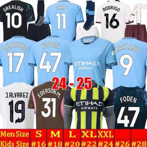 Soccer Jerseys Haaland 24 25 de Bruyne Phillips Mans Cities Grealish Ferran Mahrez Fode Bernardo Joao Cancelo Z Rodrigo Football Shirt Men Kid Kit Kit Set Uniforms