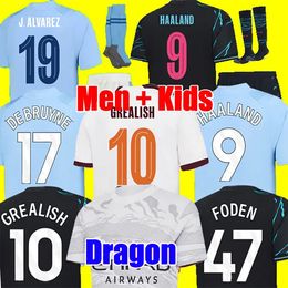 Soccer Jerseys Haaland T-shirt 23 24 de Bruyne Phillips Mans Villes greals Ferran Mahrez Fode Bernardo Cancelo Z Rodrigo Football Shirt Men Kid Kit Kit Set Uniforms