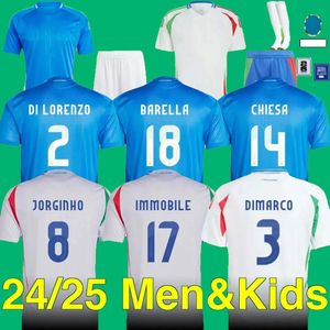 Soccer Jerseys Italiaans 2024 Euro Cup Nationaal Team Baggio Italia Jersey Verrattiplayer -versie+Fan Chiesa Vintage Jorginho voetbalshirt Barella Maldini Kids Kit