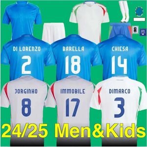 Voetbalkirtes Italiaans 2024 Euro Cup Nationaal Team Raspadori Baggio Italia Jersey Verratti Chiesa Vintage Jorginho voetbalshirt Barella Maldini Kids Kit