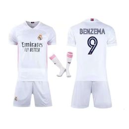 Soccer Jerseys heren tracksuits 2021 Real Madrid Stadium Home No.9 Benzema No.10 Modric volwassen kinderen Jersey Set+Socks