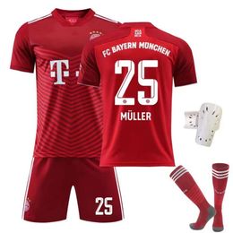Soccer Jerseys Men's Tracksuit 2122 Bayern Munich Home Jersey Red Size 9 Lewandowski 25 Muller Adult Children's Football Set