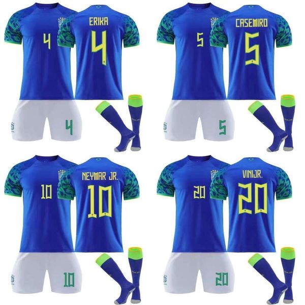 Soccer Jerseys Men's Tracksuit 22-23 Brésil Football Shirt Away N ° 10 Neymar Adult Children's Sports Jersey Set + chaussettes