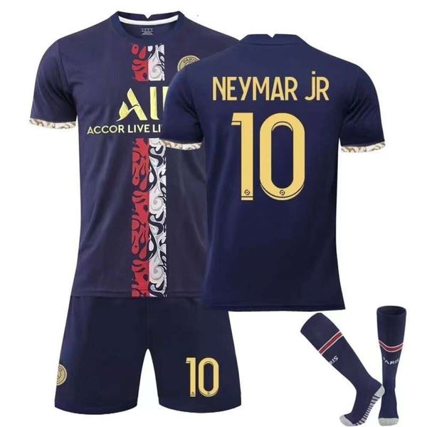 Soccer Jerseys Men's Tracksuit 22-23 Paris Jersey Special Edition Gold Taille 10 Neymar Adult Children's Sports Football Set + Chaussettes