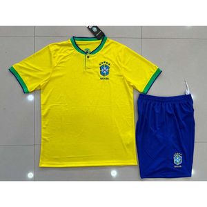 Soccer Jerseys Men's Tracksuit 22-23 World B Brazil Home Team Football Jersey Children's Adult Set Taille 16-2xl