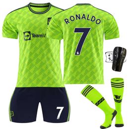 Soccer Jerseys heren tracksuits 2223 Red Devil Man L Away Game Fluorescent Green No.7 Ronaldo voetbalshirt 21 Anthony 25 Sancho B With Socks