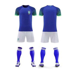 Soccer Jerseys Mens Tracksuit 22-23 Brazil Away Team Football Jersey Set ADT Childrens Clothing Taille 14-2xl Drop Livrot Sp Otwjc