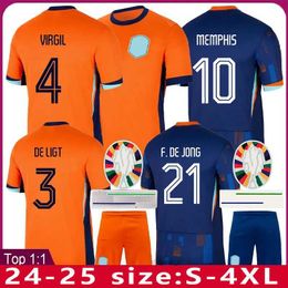 Jerseys de fútbol Países Bajos Mens Jerseys Kits Football Kits 2024 2025 Nederland Men Football Jersey 24 25 Boys Football Shirt Kit Virgil Memphis de Ligt Camiseta