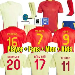 Espagne 24 25 Soccer Jersey Morata Ferran asensio 2024 Euro Cup Spanish National Team Football Shirt 2025 Men Kids Kit Retour à la maison Camisetas Espana Rodri Olmo Ansu Fati