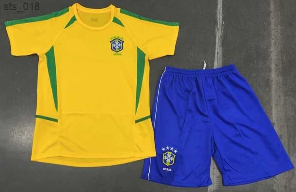 Maillots de football rétro classique Brésil maillots de football pour enfants RIVALDO R.CARLOS enfants garçons filles ensembles football shirtH240306