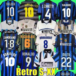 Voetbalshirts retro jersey finales 2009 Milito Sneijder Zanetti Milan Etoo Football 97 98 99 95 96 Djorkaeff Bag Adriano 10 11 07 08 0 Dhxev