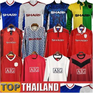 Voetbalshirts Retro Mans 86 88 90 92 93 94 96 97 98 99 00 02 04 06 07 08 09 10 Utd voetbalshirts Klassiek Vintage tenues 1998 1999 200 Otnkb