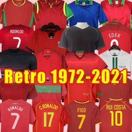 Voetbalshirts Retro RUI COSTA FIGO RONALDO NANI Voetbalshirts Camisetas de futbol Portugal Uniformen thuis lange mouw 1998 1999 2010 2012 2002 2000 2004 16 2014 87 98