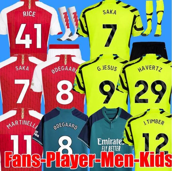 maillots de football SAKA HAVERTZ G. JESUS ROWE SALIBA Player version MARTINELLI ODEGAARD THOMAS NKETIAH RICE TIERNEY 2023 2024 jeunes hauts chemise de football Hommes Enfants kit loin