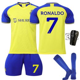 Soccer Men's Tracksuits 2223 Al-Nassr FC Home / Away Stadium No.7 Ronaldo Shirt Set Saudi Arabia League Jaune Jersey