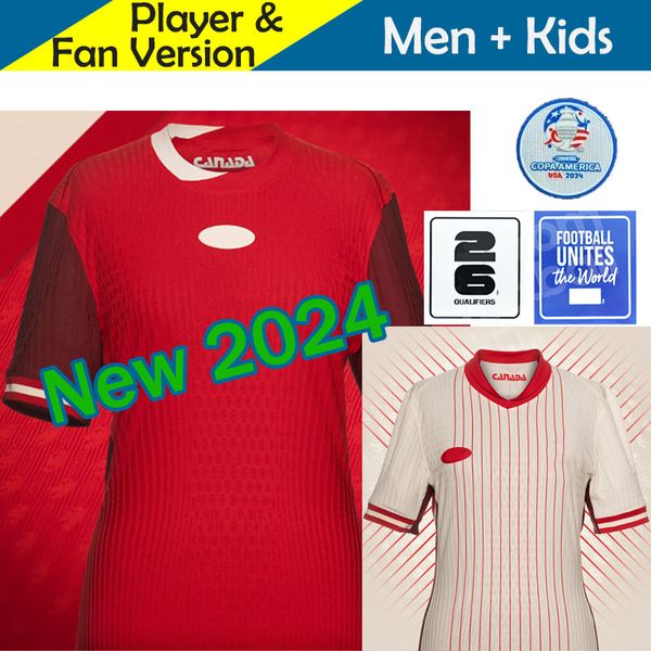 Soccer New Canada Jersey Maillot de Foot 2024 Copa America Cup Kits Kit 2025 Camisa de fútbol del equipo nacional canadiense 24/25 en casa Versión del jugador Buchanan Ball