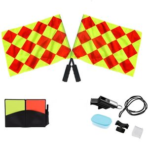 Drapeau de l'arbitre de football avec monnaie sifflante rouge et carton jaune outil professionnel de football ballon de football Match d'équipement arbitre kit 240403