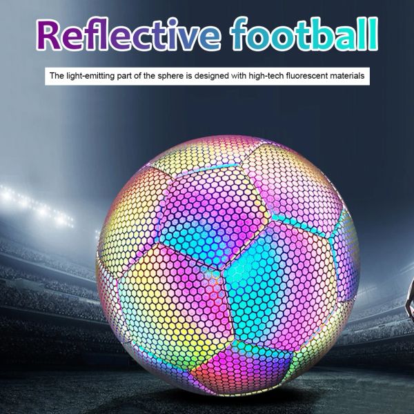 Soccer Reflective Soccer Ball Night Glow in the Dark Football pour les étudiants adolescents Équipe de formation Luminal Balls Sports Game Game
