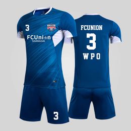 Juegos de fútbol de fútbol/trajes de vía Jersey de fútbol Set de manga corta Traje de entrenamiento deportivo para niños de manga que el uniforme de equipo de Jersey se puede imprimir con letras