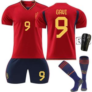 Soccer Sett / Tracksuits Hers Tracksuits 2223 Espagne Home Red No. 9 Garvey 7 Morata 10 Pedri 17 Fati World Cup Soccer Suit