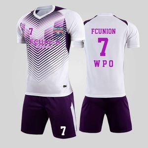 Voetbalsets/trainingspakken Nieuwe voetbaljersy voor volwassen kinderen Set Competition Training Team Uniform kunnen worden afgedrukt met uniform met korte mouwen