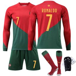 Voetbalsets/trainingspakken trainingspakken 2223 Portugal World Cup lange mouwen jersey set 7 c ronaldo 8 b fei herfst winter