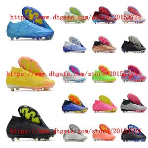 Chaussures de football Mercurial Superfly IX Elite SG crampons pour hommes chaussures de football scarpe calcio Bleu Orange