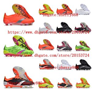 Chaussures de football PREDATORes ACCURACYes + Elitees Tonguees FG BOOTS Spikes métalliques Crampons de football Hommes LACELESS designers Bottes de football scarpe calcio ACCURACYes