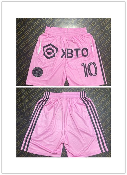 Short de football Miami #10 rose, vêtements de sport de course avec poches zippées, taille S-XXL, commande assortie, cousu de haute qualité