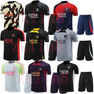 Voetbaltrainingspakken Sets MbaPPE TRACKSUIT set 23/24 PSS Korte mouw shorts heren voetbaltenue chandal futbol survetement madrides O.DEMBELE TRAININGSpak voetbalshirt