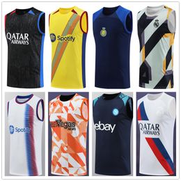 Maillots d'entraînement de football Al Nassr Real Madrid T-shirt Gilet Sans manches 2023 Vêtements d'avant-match Survêtement à manches courtes 2023 24 Football Unifo