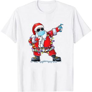 Social Distancing Christmas Santa Pattern T-shirt Grappige Casual Kerstmis Gekleurde Lamp Korte Mouw EE 220321
