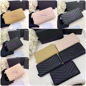 Socialite Style Luxury Femmes Y Gold and Silver Brand Brand Wallet Designer Long Zipper Racs Holder Coin Purse Y Purse Purse Caviar Rebut Embrayage Small Wallet 10A HAUTE QUALITÉ