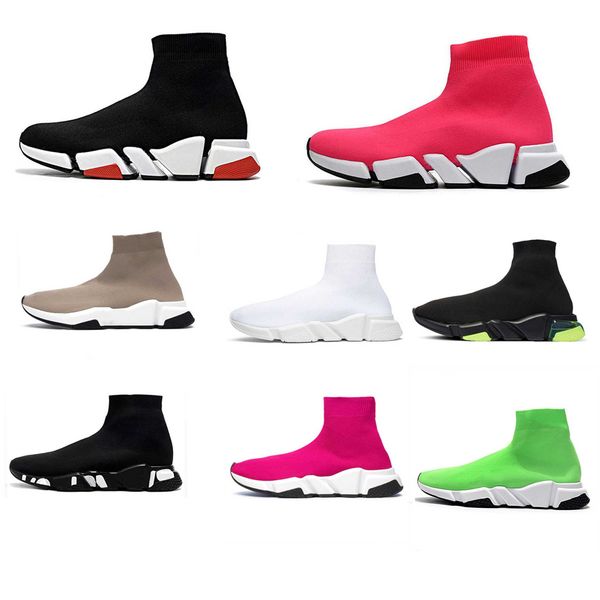 Chaussette designer chaussures femmes semelle épaisse printemps et automne bottes courtes chaussures pour hommes baskets plates-formes baskets en tricot chaussettes bottes jogging marche 36-45