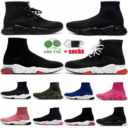 Chaussette Chaussures Bottines Pour Hommes Femmes Confort Élégant Baskets En Tricot Extensible Noir Blanc Pin Vert Polyvalent Oreo Designer Baskets Plateforme