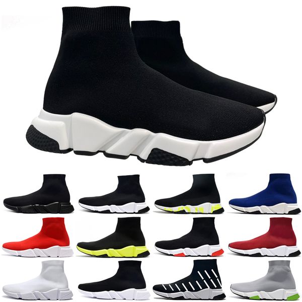 Zapatos de calcetín Diseñador Fly Knit Speed 1.0 Paris Zapatos casuales Plataforma Hombre Runner Triple Black White Master Zapatillas de deporte para mujer Velocidades clásicas entrenador para caminar