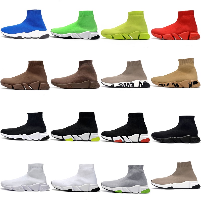 Skarpety Buty Projektant Platformy Mężczyźni Kobiety OG Klasyczny Trenażer Prędkości Potrójny Czarny Biały Niebieski Czerwony Żółty Beżowy z Koronką Jogging Walking Casual Outdoor Sneakers Rozmiar 36-45