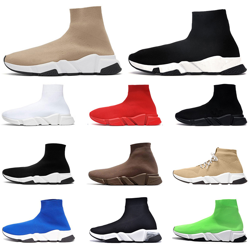 Çorap Ayakkabı Tasarımcı Platform Spor ayakkabıları Lüks Üçlü Siyah Beyaz Bej Graffiti Clear Sole Dantel Up Boot Erkek Kadınlar Koşu Ayakkabı Boyutu 36-45
