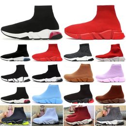 Chaussures chaussettes de styliste pour hommes et femmes, Graffiti Speed Runner, bottes plates en tricot, plateforme de cheville, Triple noir blanc S rouge Beige décontracté, 2024