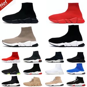 Chaussures de chaussettes Speed ​​Trainer Men Femmes Sneakers Graffiti Triple Black Blanc Full Red Lace-Up Triple Beige Clear Sole Volt Blue Luxury Casual Chaussures Bottes