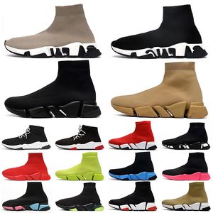 SOCKSCHOENS SPEED Trainer Men Dames Sneakers Graffiti Triple Zwart Wit volle rode veter drievoudige Beige Clear Sole Soly Volt Blue Luxe Casual schoenen Socks Boots Sport 36-45