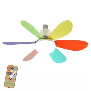 Pobinet Fan Lampe E27 Base sans fil à distance de télécommande à LED Remplacement du ventilateur de plafond LED pour chambre de chambre à coucher balcon de cuisine